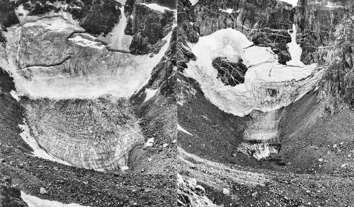Heap Steep Glacier, 1950 (left, M. Meier) and 2020 (right, E. Sherline).