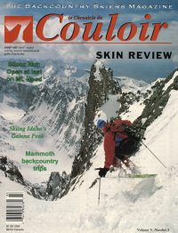 Couloir Magazine cover, 1993, Lou in Crestone Needle south couloir.