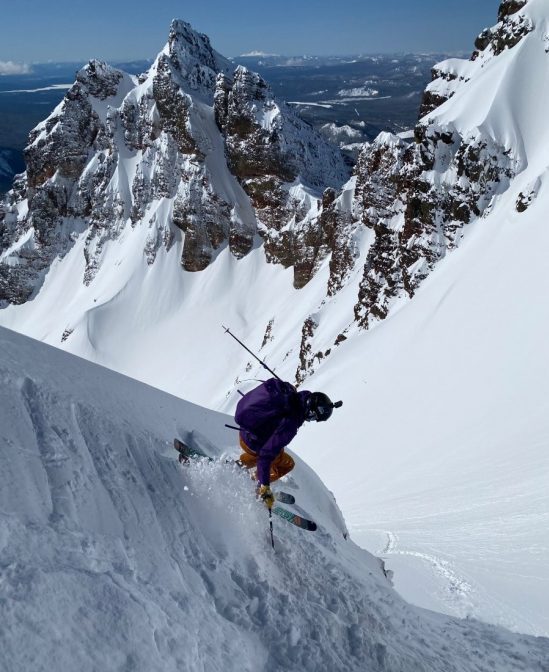 No dad, no problems. Aidan Whitelaw skiing off of Broken Top. (Photo: Kevin Grove)
