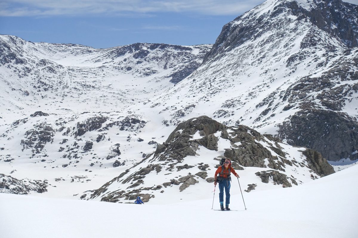 Brian Parker all smiles as he skis away from the Continental Divide.