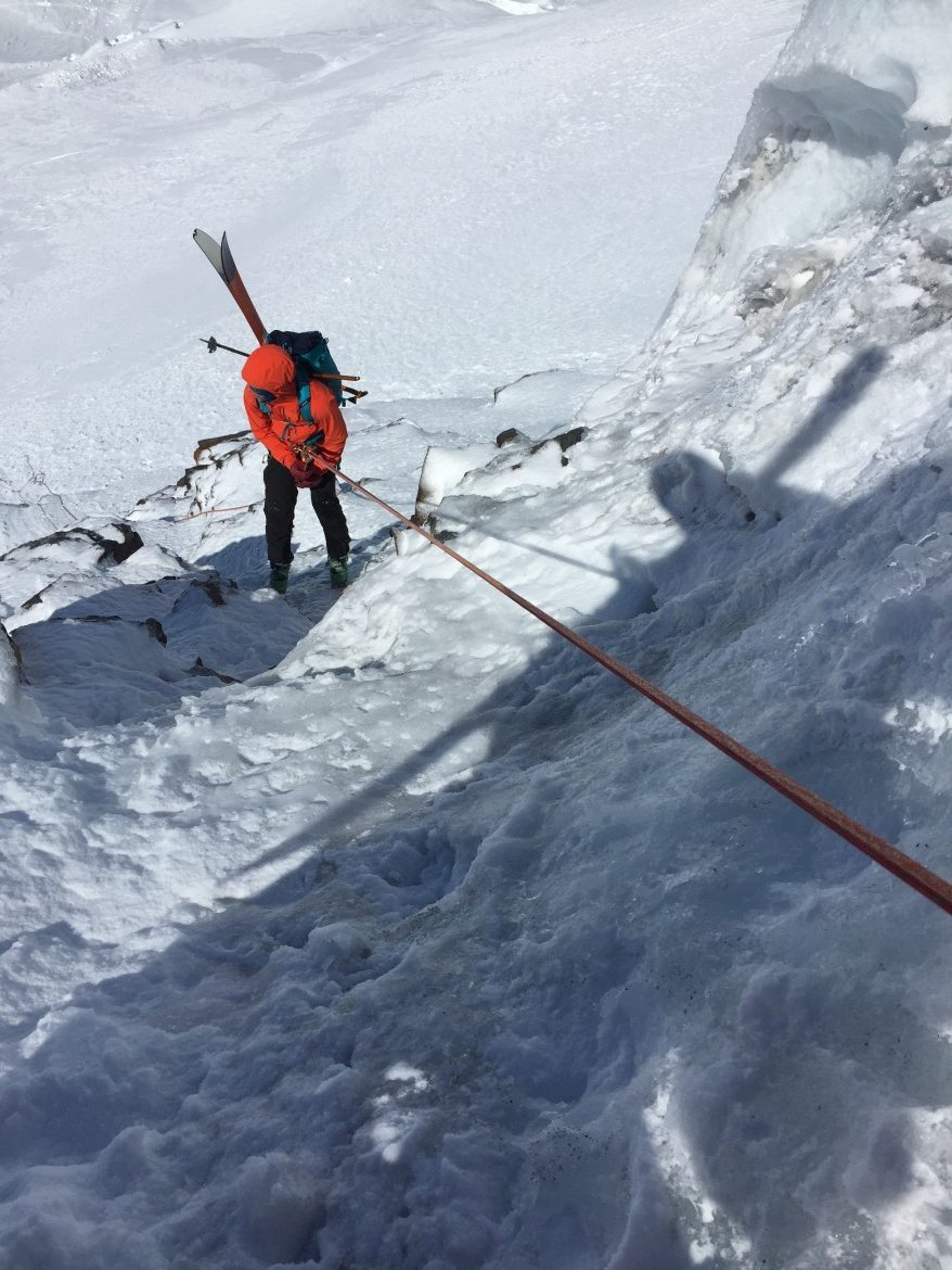 The right tool for the job: RAD line on rappel. 