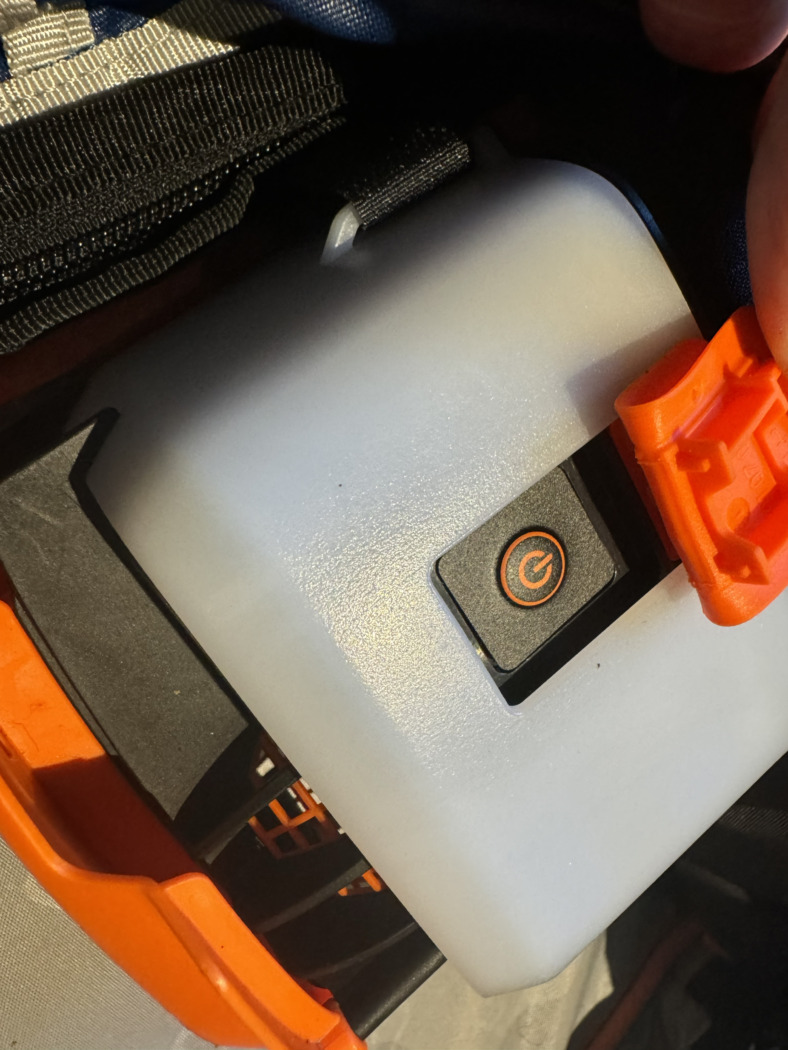 power button on an electronic airbag 